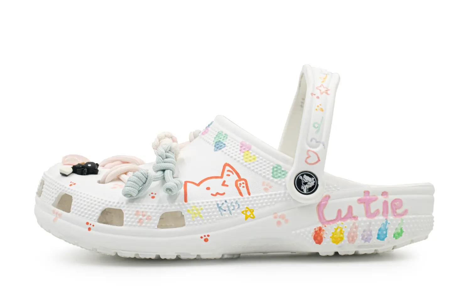 Crocs Классические сабо розово-голубые Meow Star Clogs унисекс белые