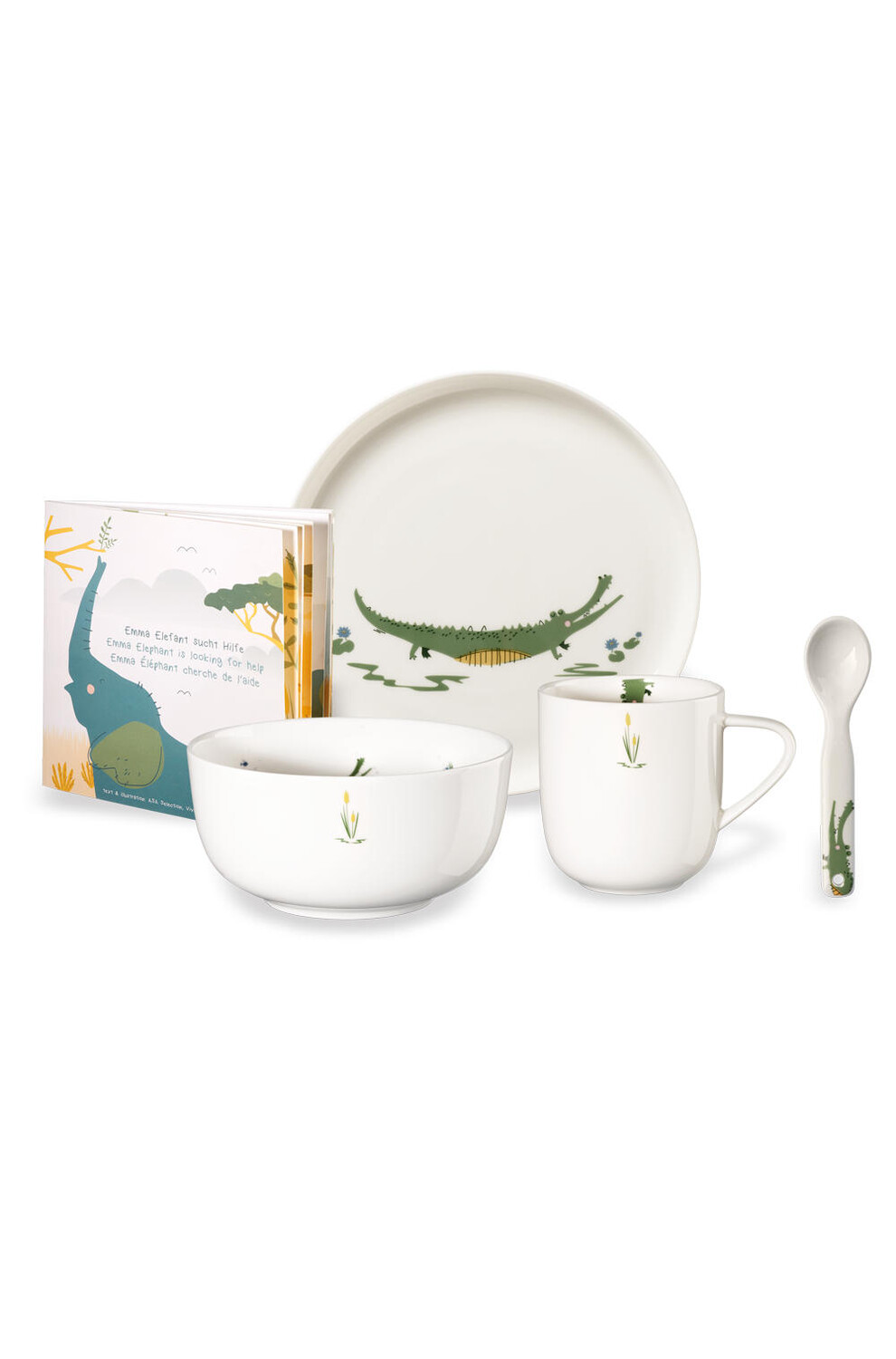 

Набор детской посуды детский, croco crocodile fine bone china 4 предм., 4 предм. Asa, зеленый/белый