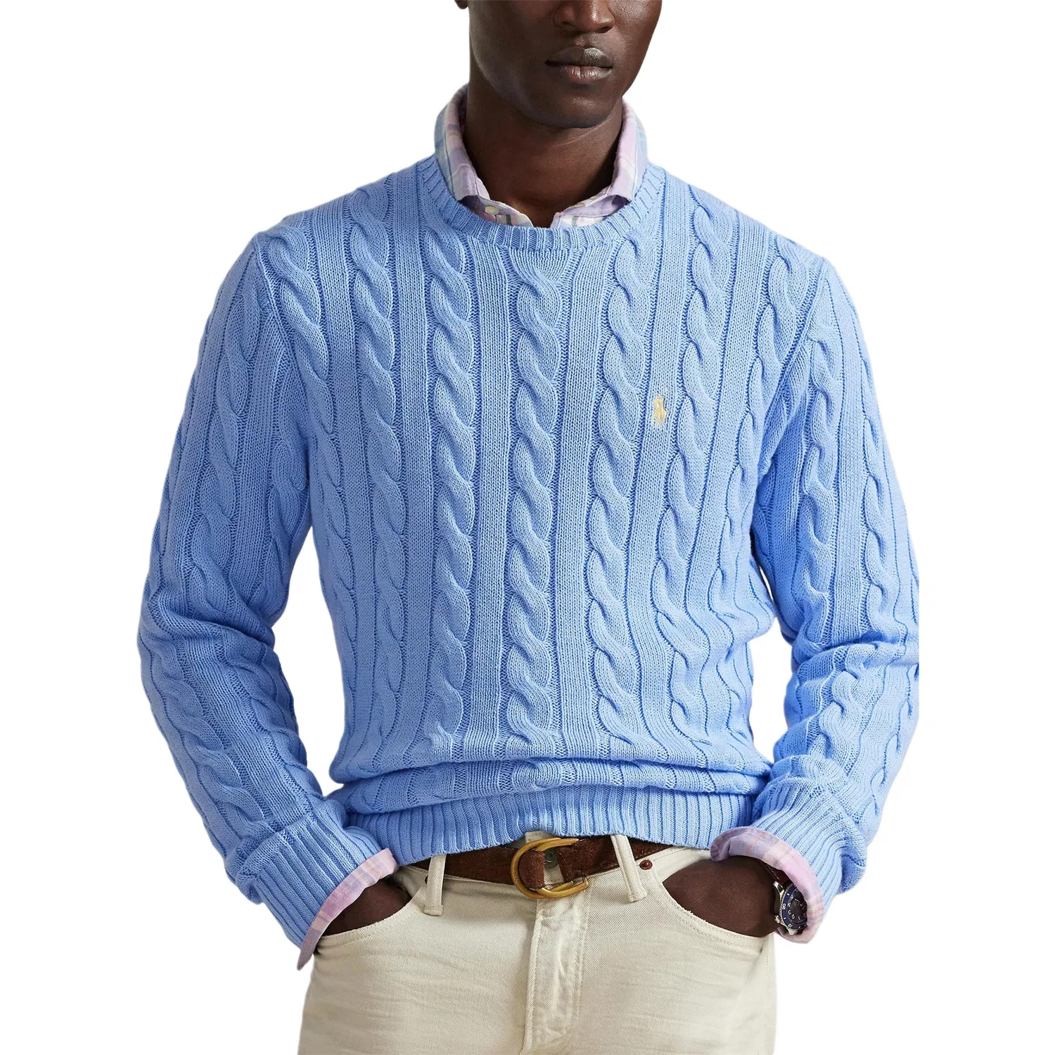 Свитер с круглым вырезом и кабельным узором Polo Ralph Lauren, Blue — фото 3