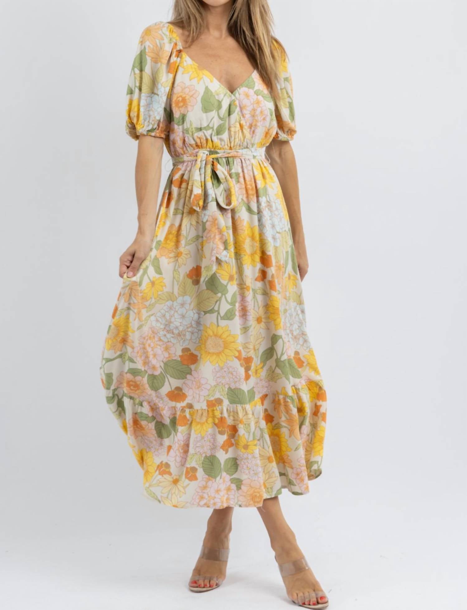 

Платье макси от Society Street Bloom желтого цвета DRESS FORUM