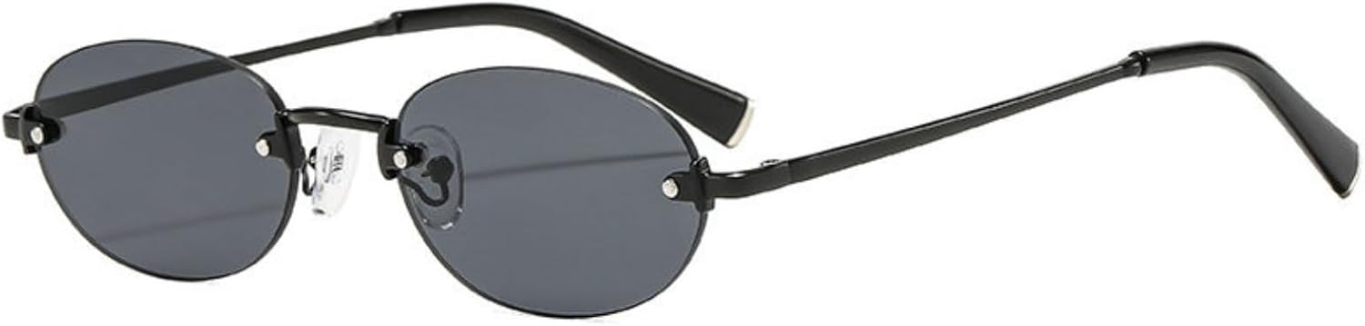 

Солнцезащитные очки Willochra Trendy Oval для женщин и мужчин, ретро, ​​без оправы, в стиле 90-х, маленькие, круглые, в металлической оправе, черные, с защитой от УФ-излучения UV400, C1