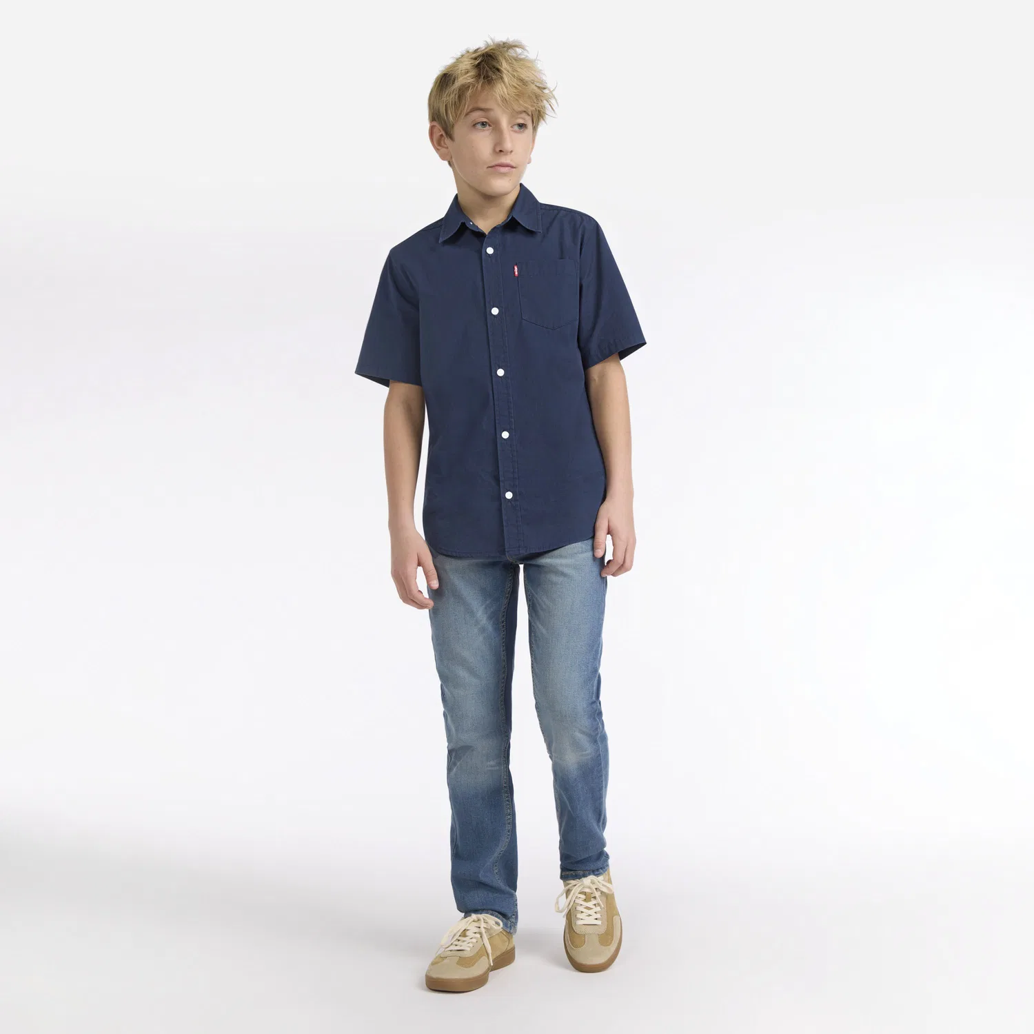 Тканая рубашка с коротким рукавом для мальчиков 8-20 лет Levi's, Blue — фото 3