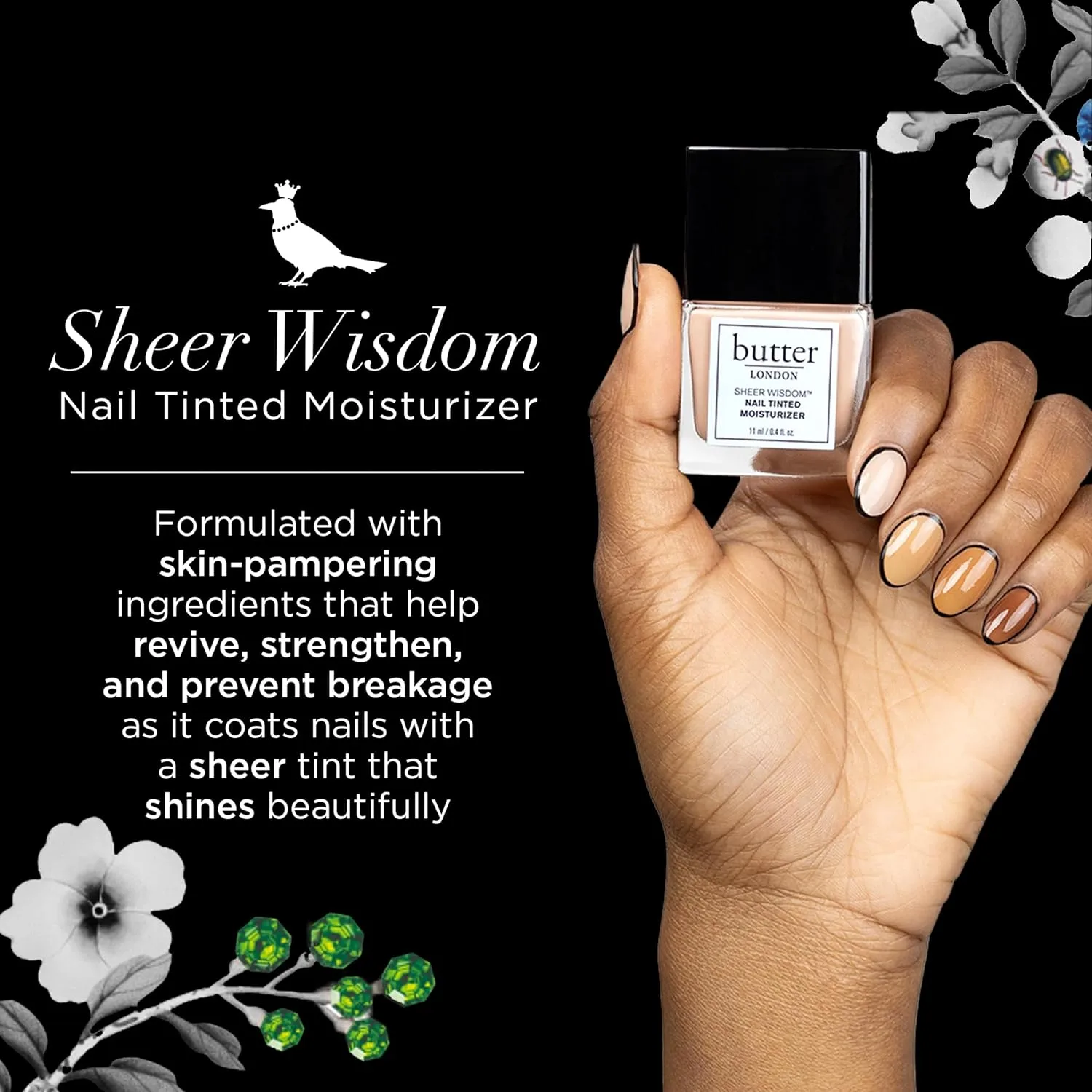 butter LONDON Укрепляющее средство для поврежденных ногтей Sheer Wisdom, тонированный увлажнитель и харднер для здоровых ногтей — фото 2
