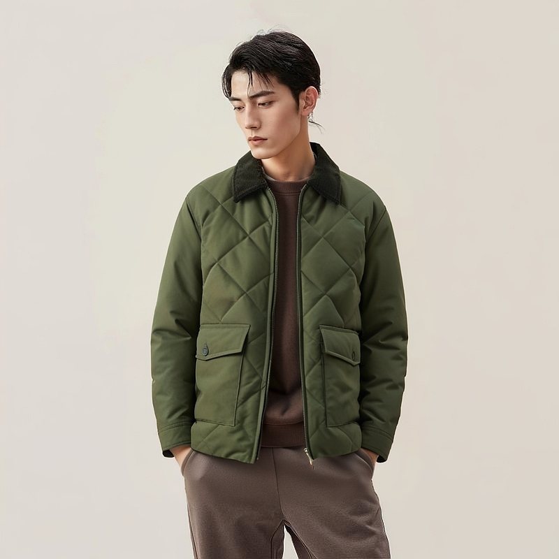 Jw Anderson X JWANDERSON Совместная пуховая куртка мужская 57 Темно-оливковая UNIQLO — фото 3
