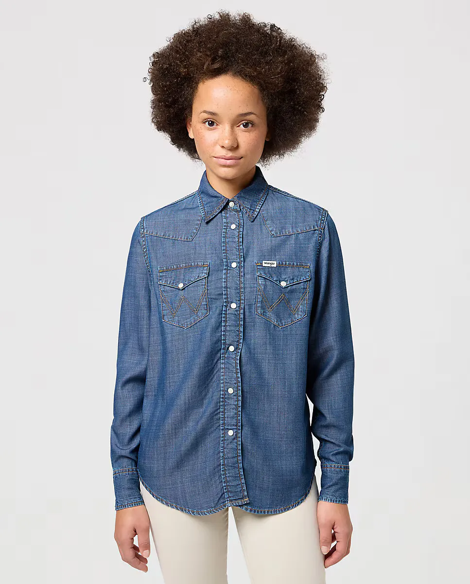 

Джинсовая женская рубашка с длинным рукавом Wrangler, синий