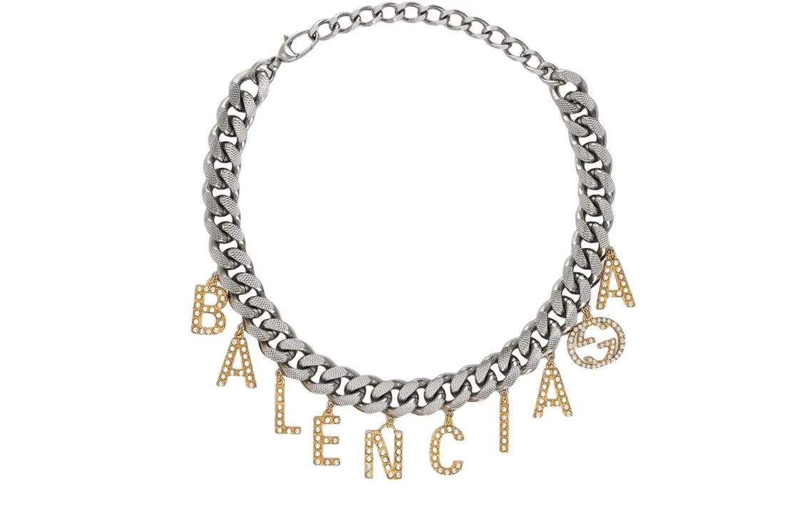 

X Balenciaga The Hacker Project Choker With Balenciaga Script GUCCI, серебро