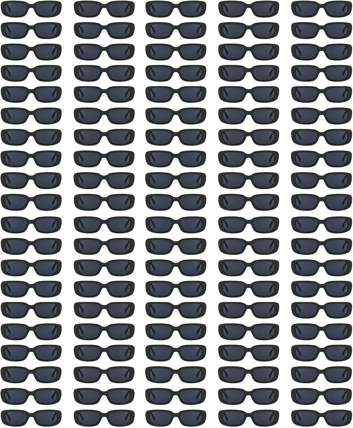 

Солнцезащитные очки прямоугольной формы, оптовая упаковка 50/100 штук, для взрослых, ретро, ​​недорогие, в стиле 90-х, Y2K, маленькие очки, защита UV400 QYVEWY, 100black