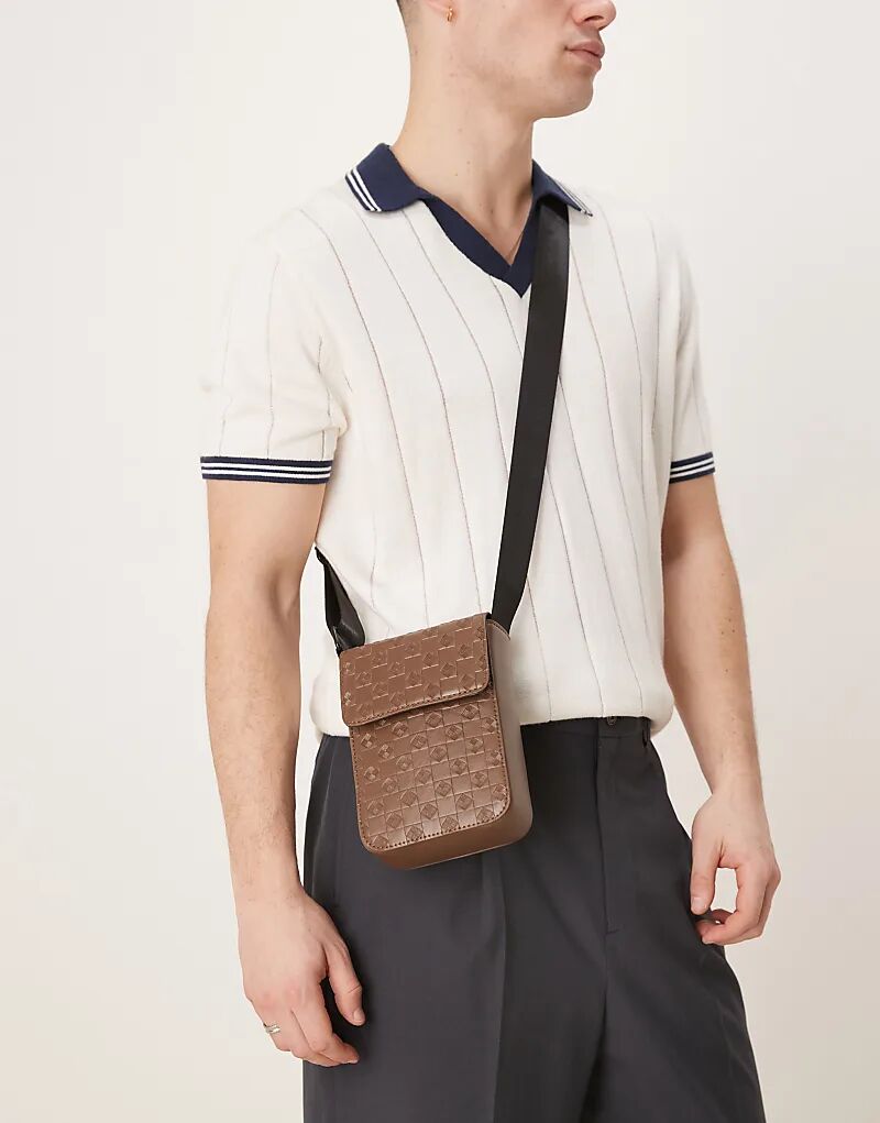 

Мини-сумка через плечо Monogram коричневого цвета ASOS DESIGN