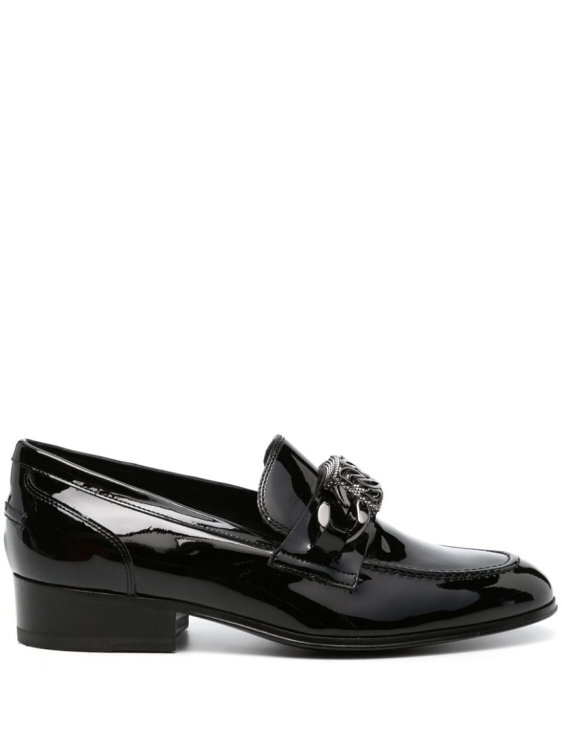 Casadei buckle-embellished patent leather loafers, черный