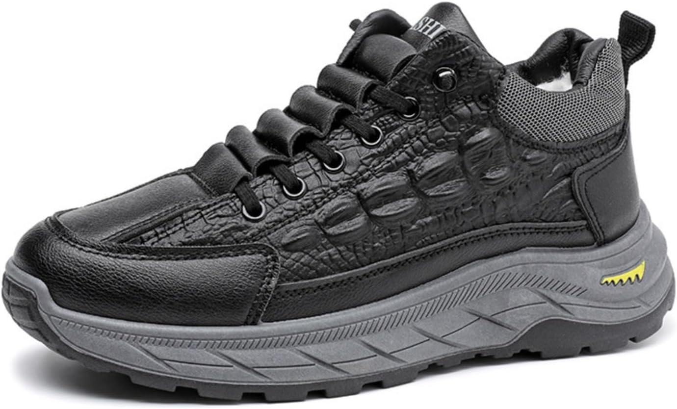 

Мужские зимние кроссовки с термоизоляцией и флисовой подкладкой, Повседневные обувь с массивной подошвой, Противоскользящие обувь для ежедневной ходьбы Azttoztto, черный