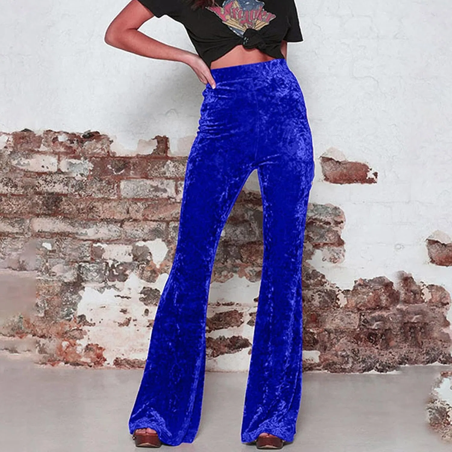 Женские брюки для йоги клеш, Velvet Soft, High Waisted, A01_blue — фото 4