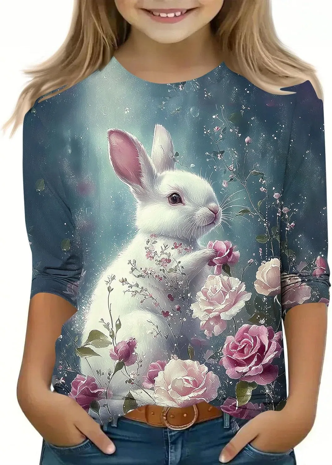 Футболка с милым кроликом, Zzalalana, Multicolor15, 3-13 лет