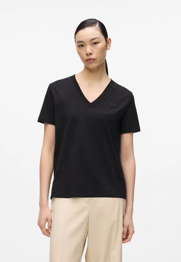 

Базовая футболка с v-образным вырезом Karl Lagerfeld, Black, Черный, Базовая футболка с v-образным вырезом Karl Lagerfeld, Black