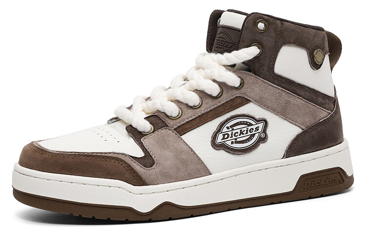 Кроссовки Dickies Skateboarding Shoes Men High-top White/Brown, коричневый — фото 2