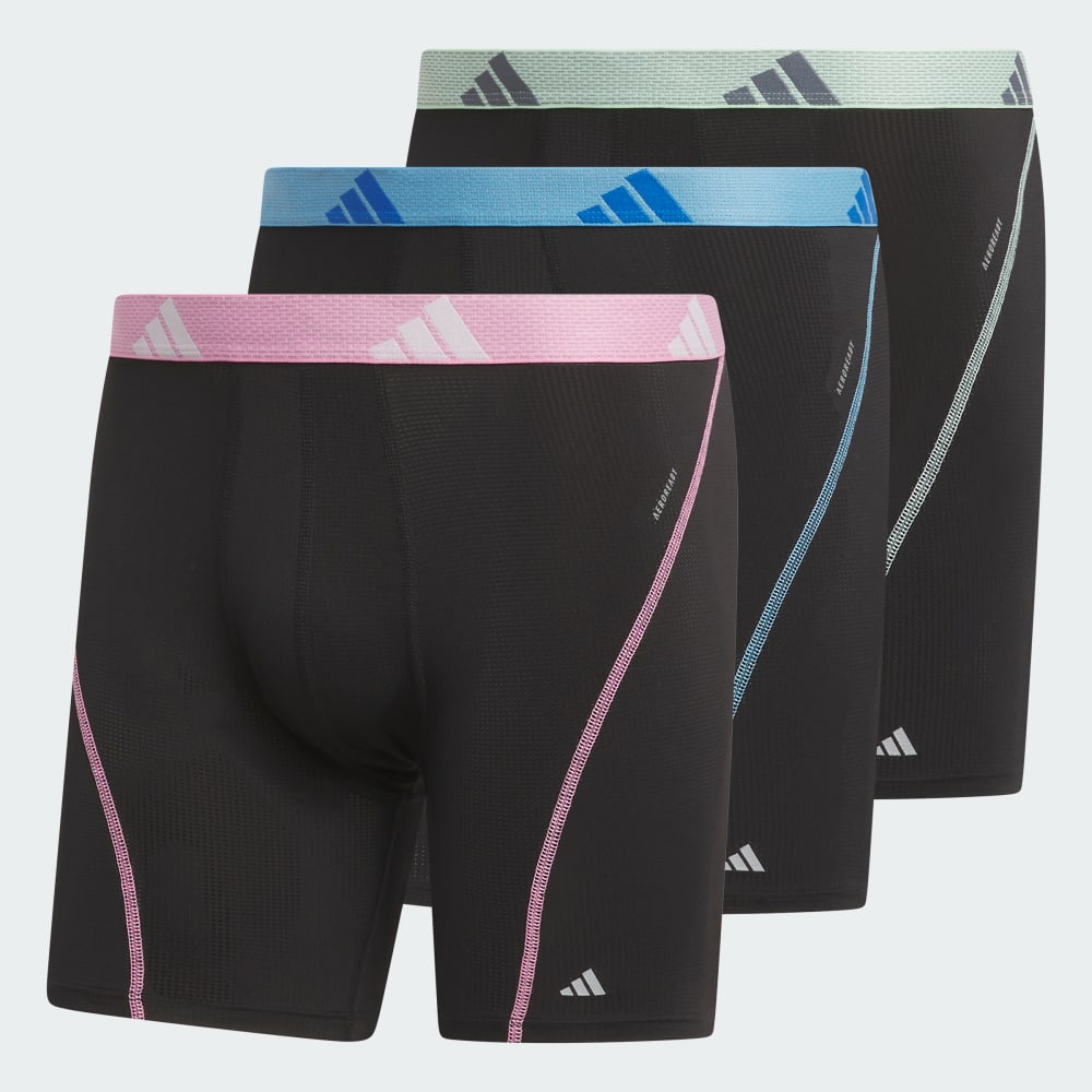 Боксеры Adidas Performance Mesh Graphic Boxer Briefs 3-Pack, цвет Black/Bliss Pink/Semi Blue Burst — фото 3