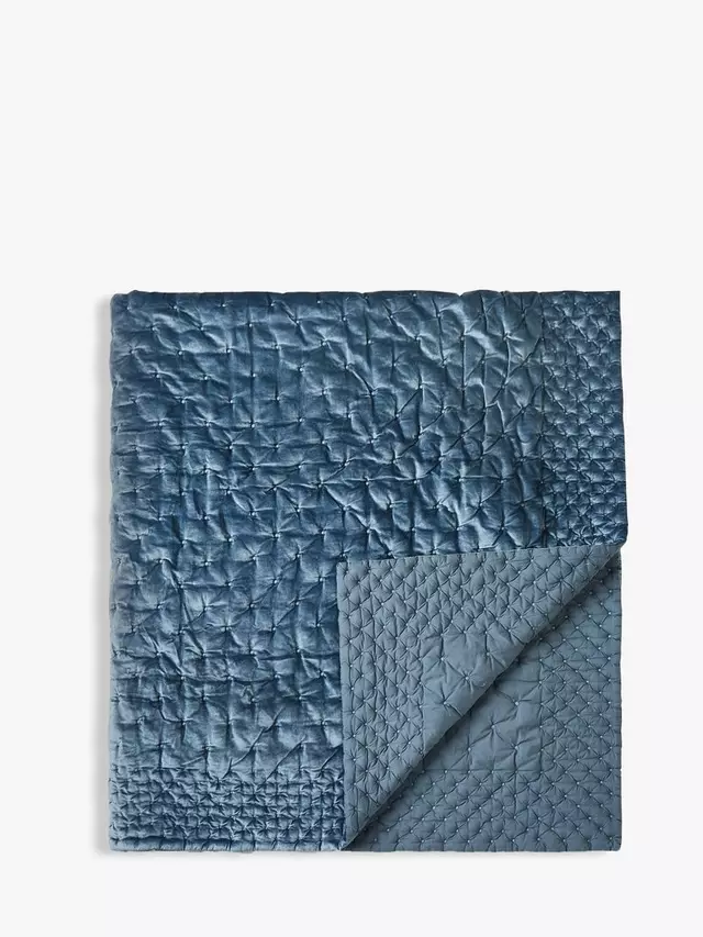 

Покрывало John Lewis Boutique Hotel Velvet Stitch Quilted, цвет bluestone