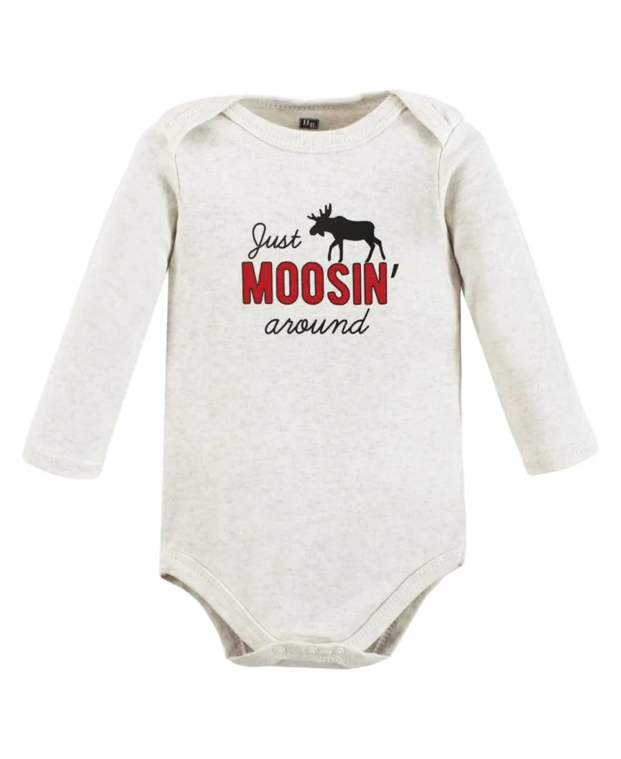 Коллекция из пяти хлопковых боди с длинными рукавами Hudson Baby, Winter Moose — фото 2