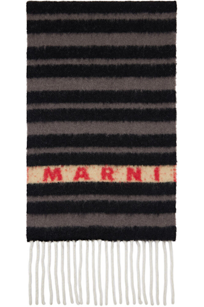

Шарф из альпаки в черно-серую полоску Marni
