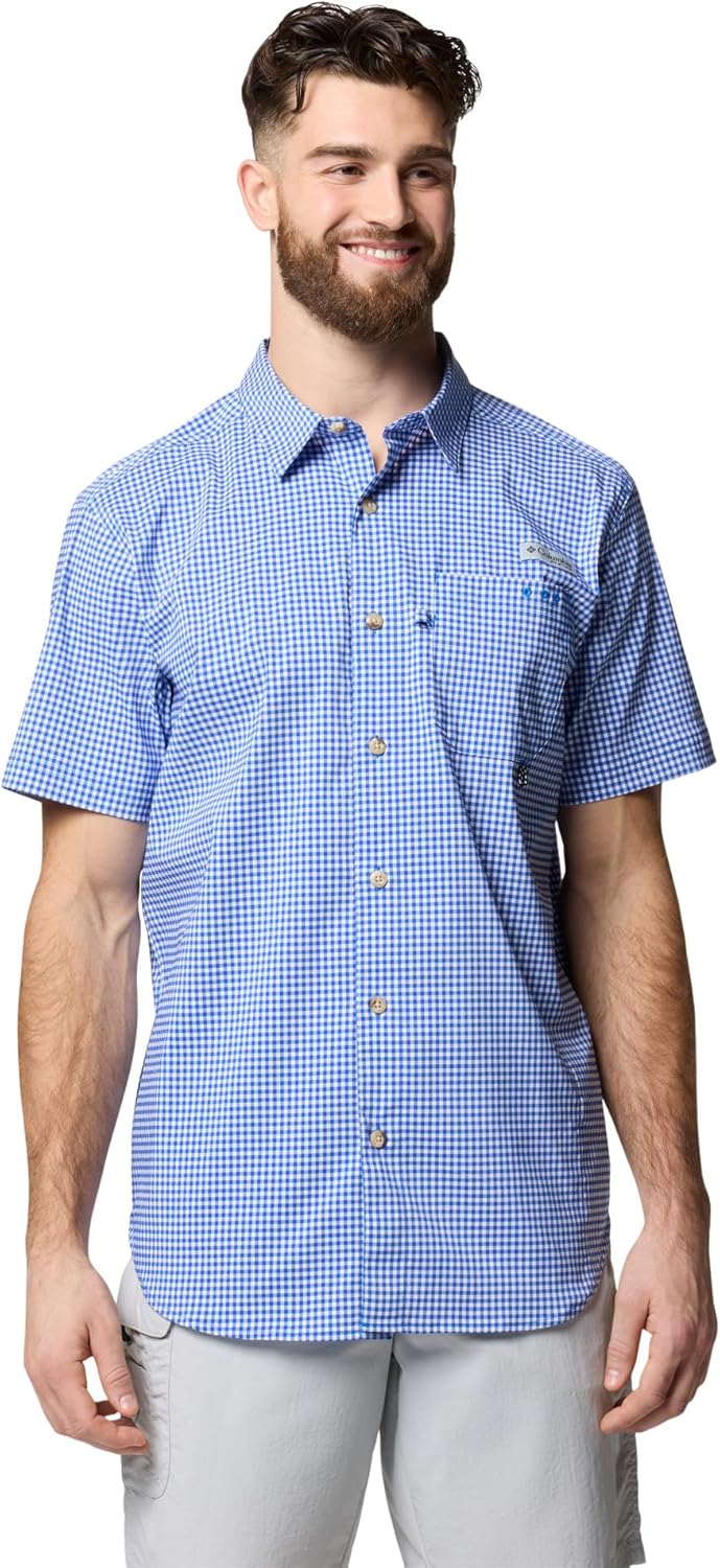 

Рубашка Columbia Mens Harbor Peak с коротким рукавом, Vivid Blue Gingham