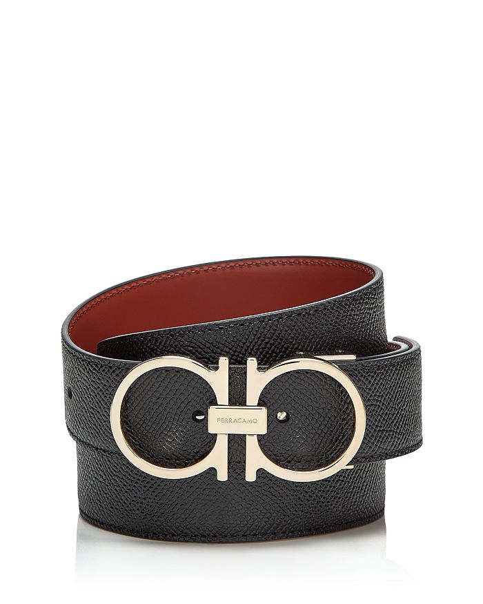 

Кожаный ремень Double Gancini FERRAGAMO, черный