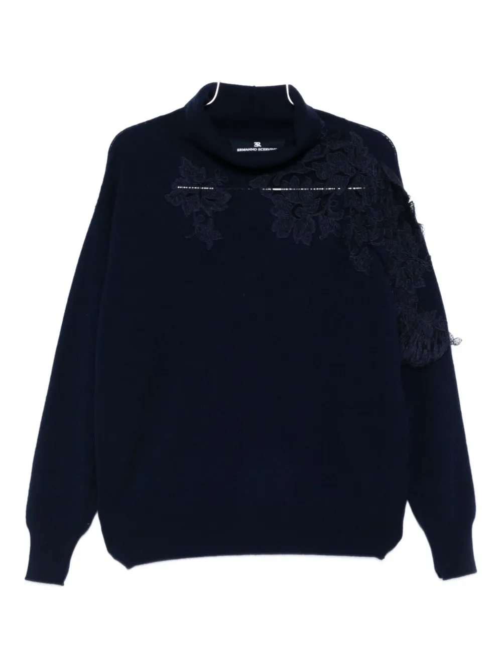 

Свитер с кружевной аппликацией Ermanno Scervino, синий
