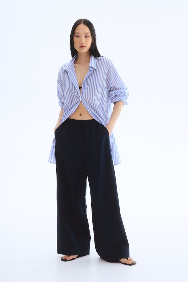

Широкие брюки из льняной смеси H&M, синий