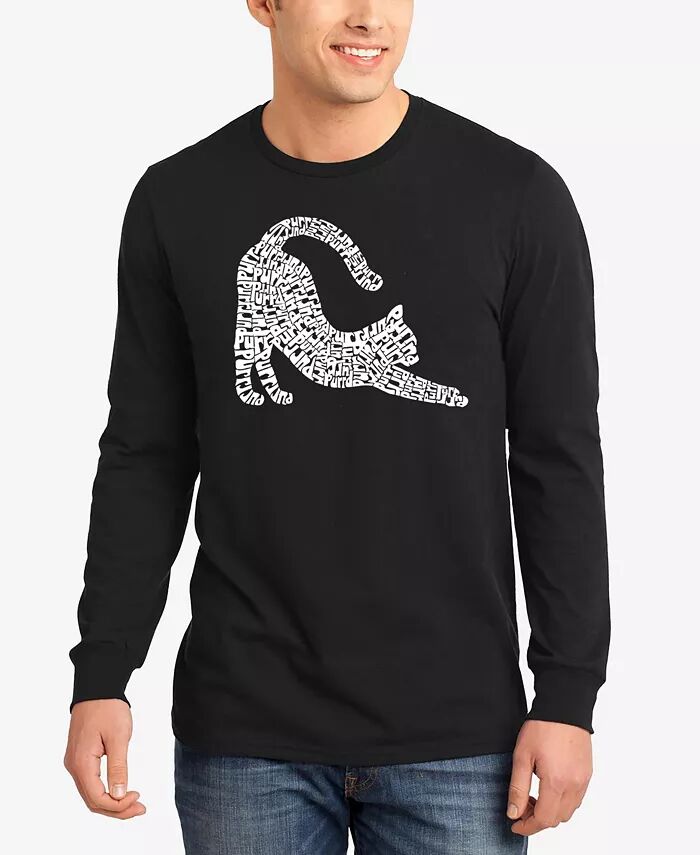 

Футболка мужская Stretching Cat Word Art с длинным рукавом LA Pop Art, черный