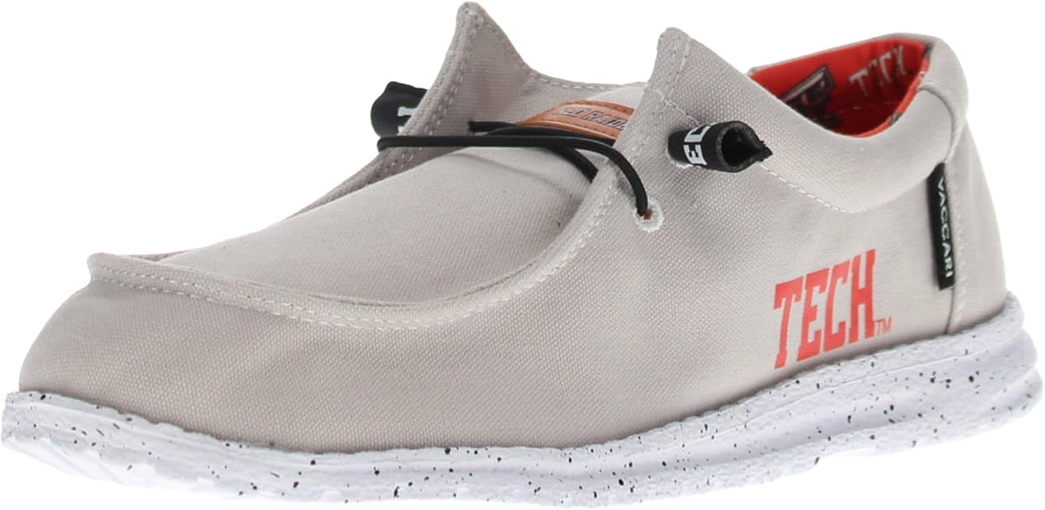 

Мужские слипоны из холщовой ткани Vaccari Nate NCAA, Удобная и легкая повседневная обувь, Texas Tech/Cool Grey