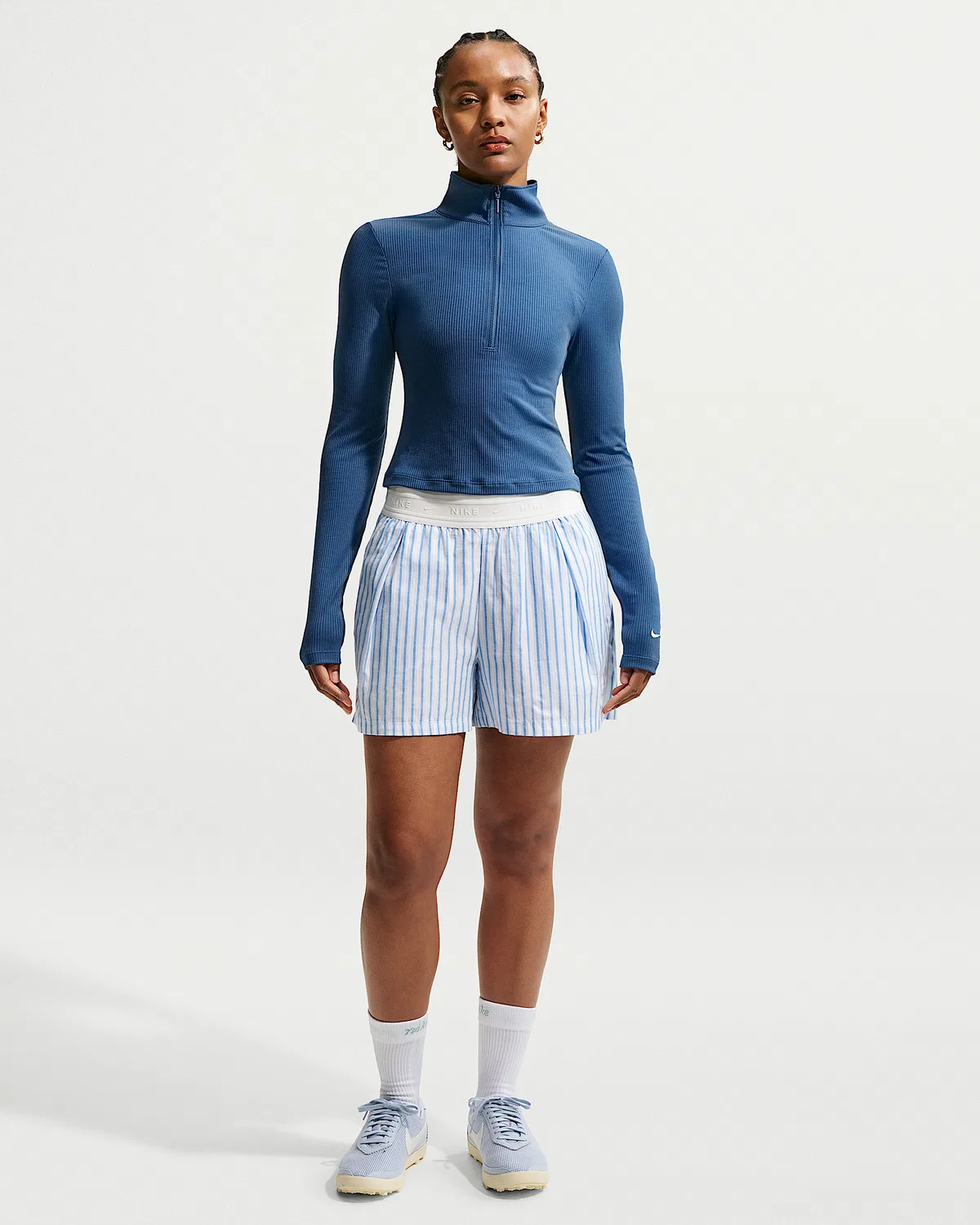 Женская облегающая водолазка с длинным рукавом Nike Sportswear Chill Knit, Mystic Navy/Sail — фото 4