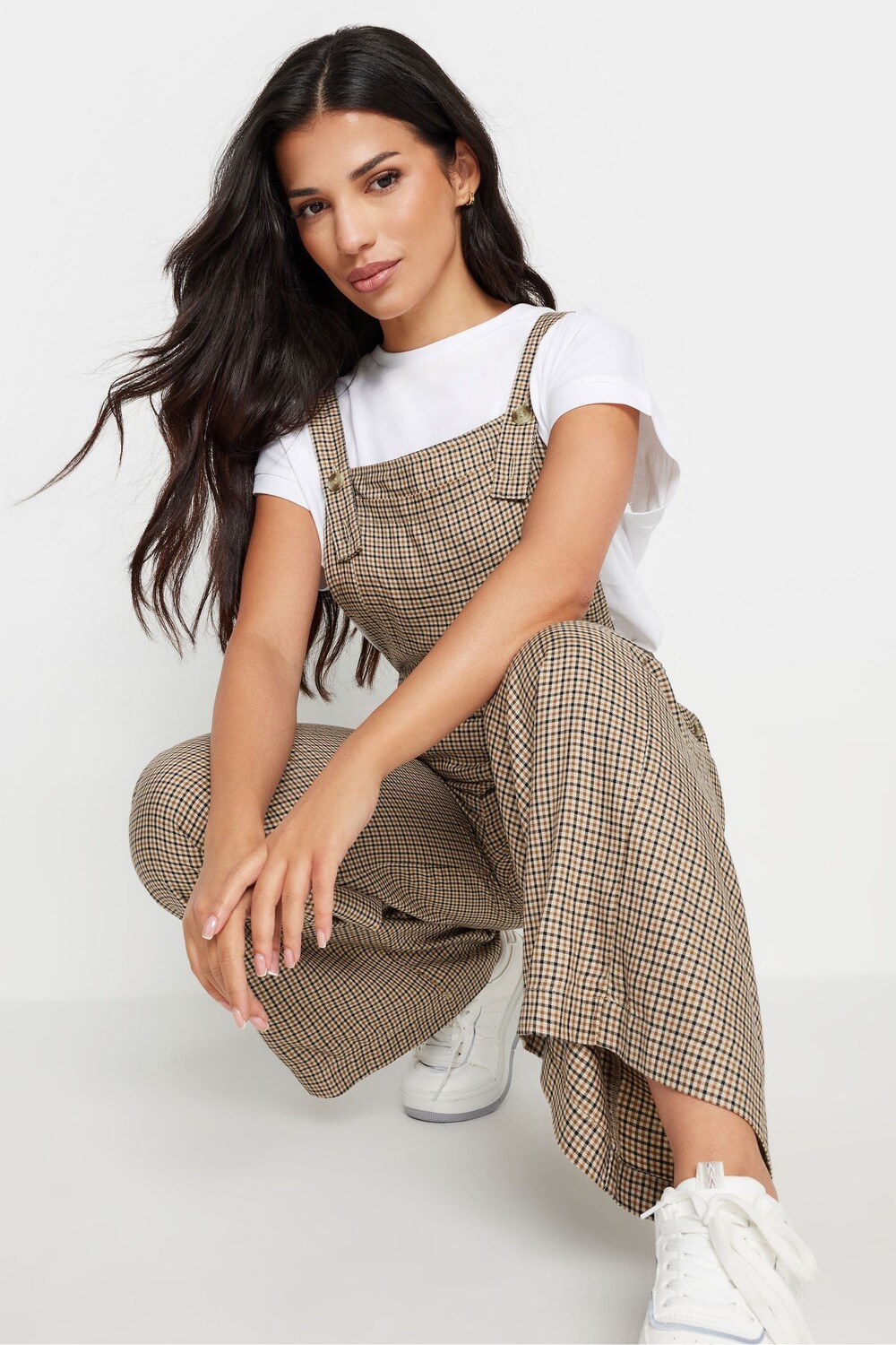 

Широкие брюки с принтом в клетку Pixiegirl Petite, коричневый