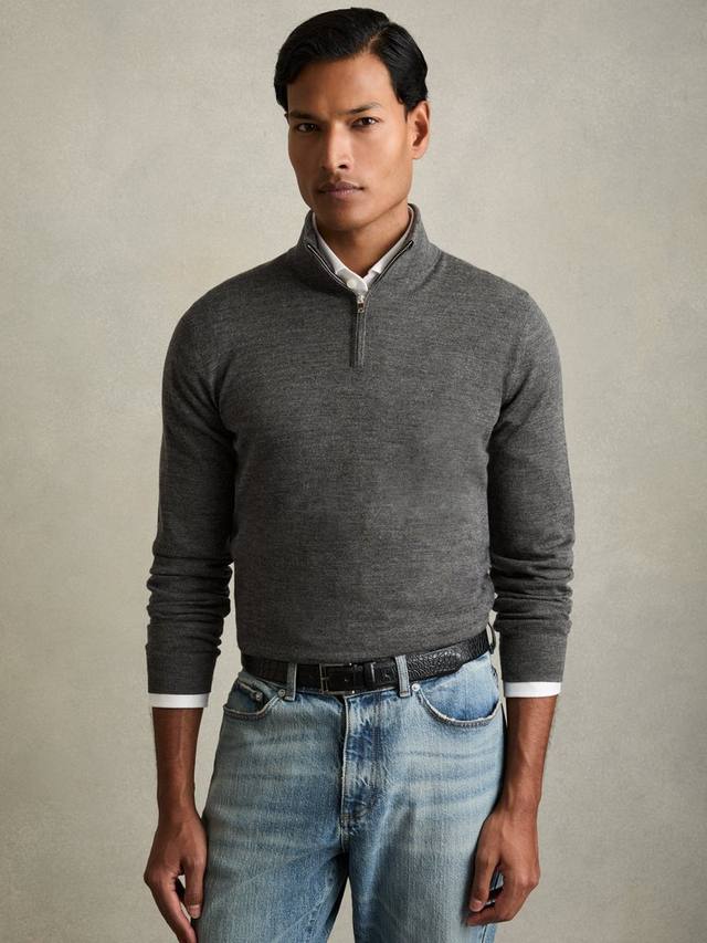 

Блэкхолл шерстяной джемпер с молнией на четверть Reiss, Derby Grey Marl
