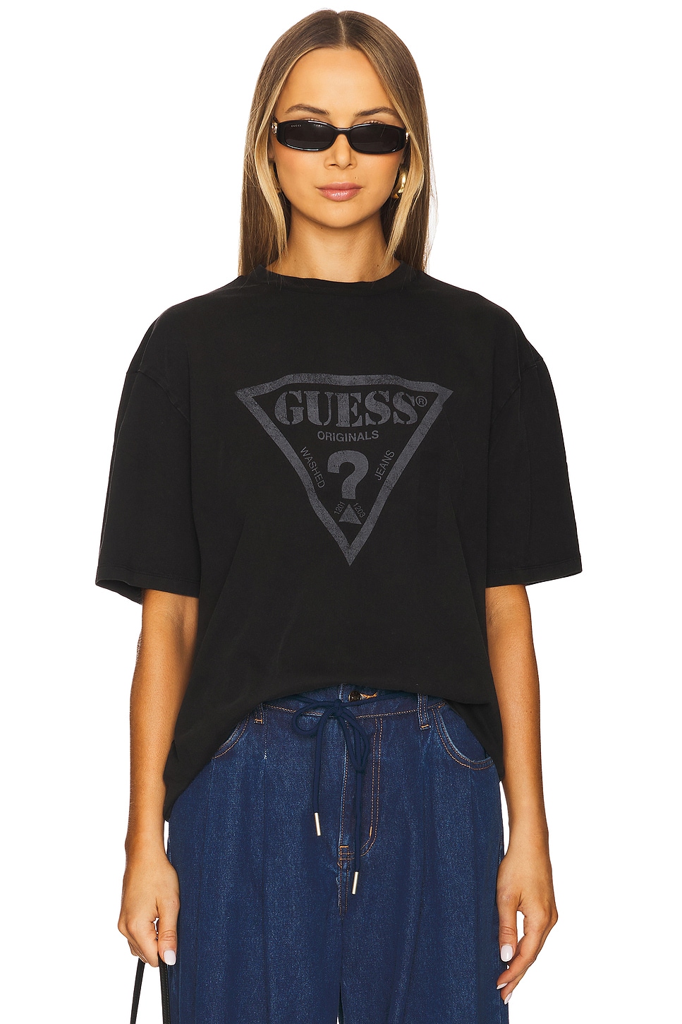 

Винтажная футболка-треугольник Guess Originals, jet black multi