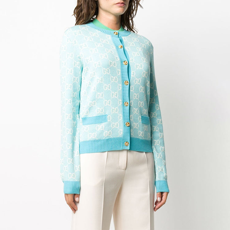 Кардиган (WMNS) Gucci SS20 Wool-Blend Bead Cotton Cardigan For Blue — фото 2