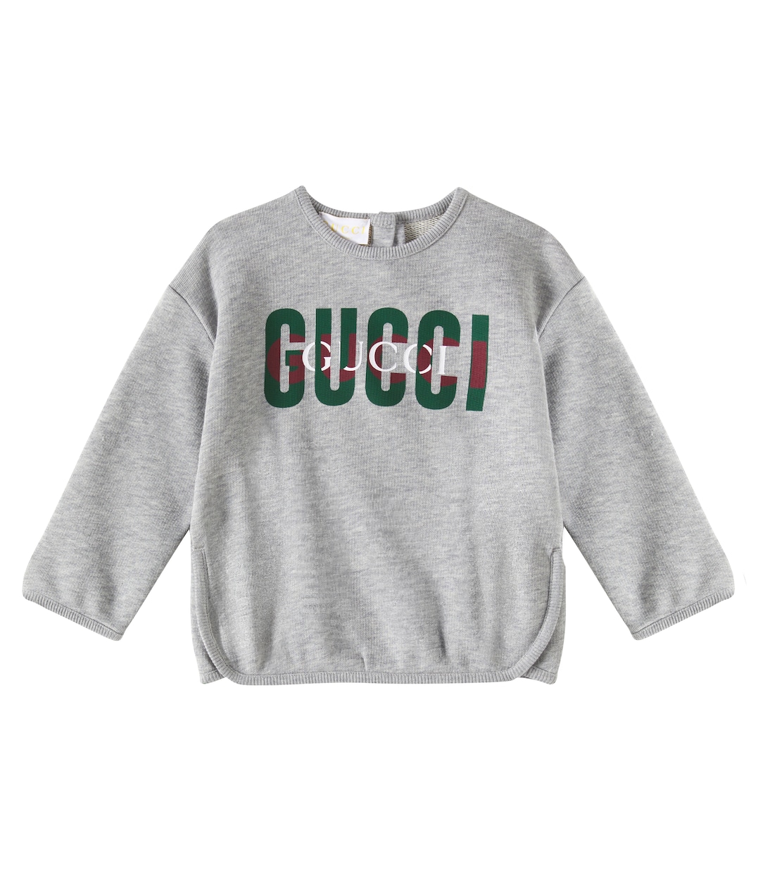 

Детский свитер из хлопка с принтом Gucci Kids, Light Grey Mel/Mc
