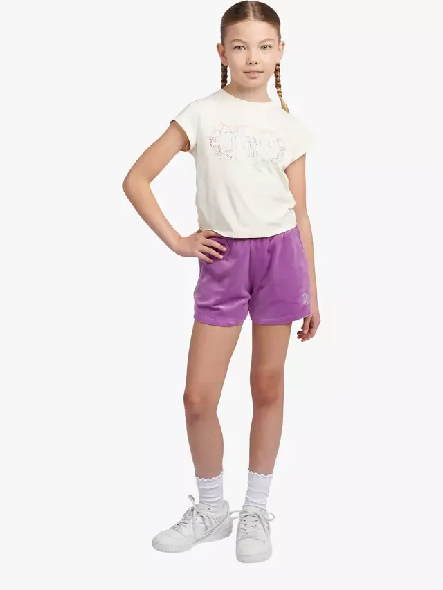 Детский комплект: футболка Heritage Ringer и велюровые шорты, цвет Dewberry Juicy Couture — фото 2