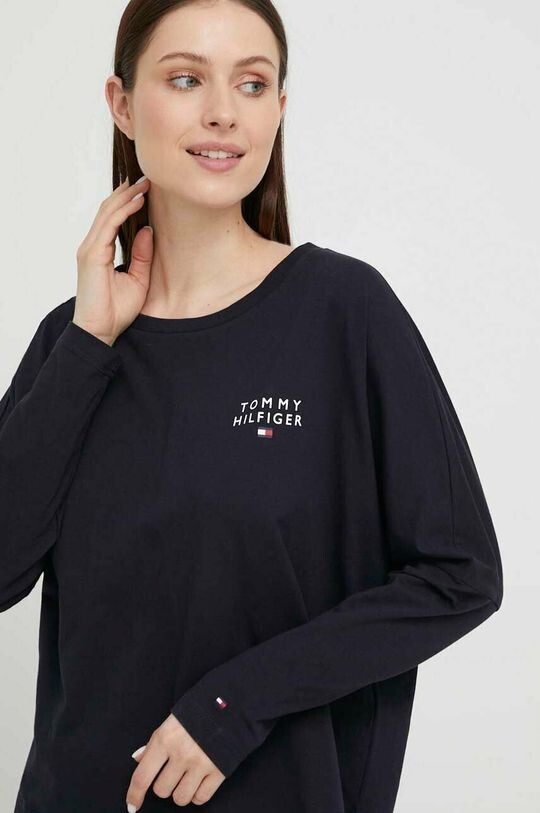 Хлопковая домашняя рубашка с длинными рукавами Tommy Hilfiger, темно-синий — фото 4