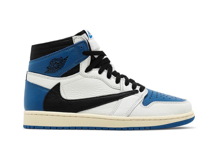 Кроссовки Air Jordan Fragment Design x Travis Scott x Air Jordan 1 Retro High Sample, синий — фото 2