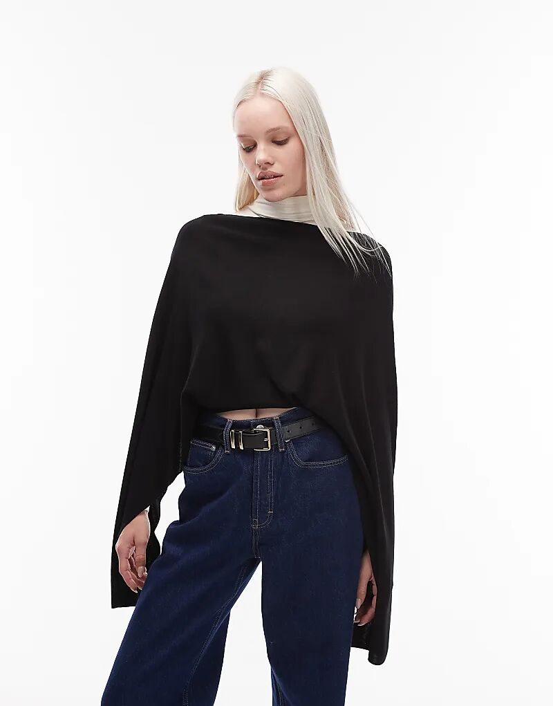 

Топ-накидка ARKET с вырезом-лодочкой и длинными рукавами, черный цвет