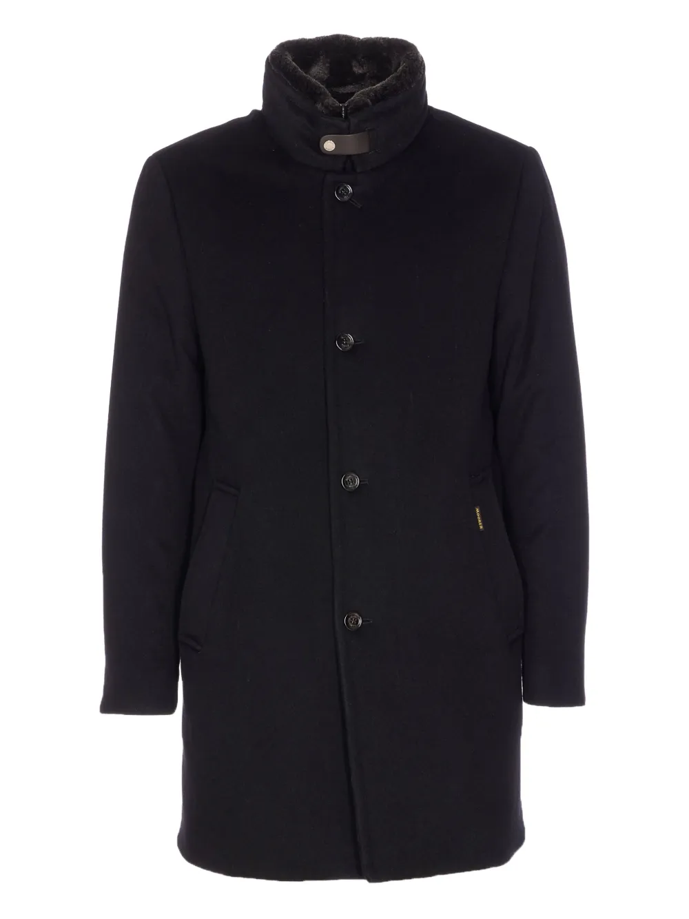 

Пальто на пуговицах с отделкой из меха Moorer, черный