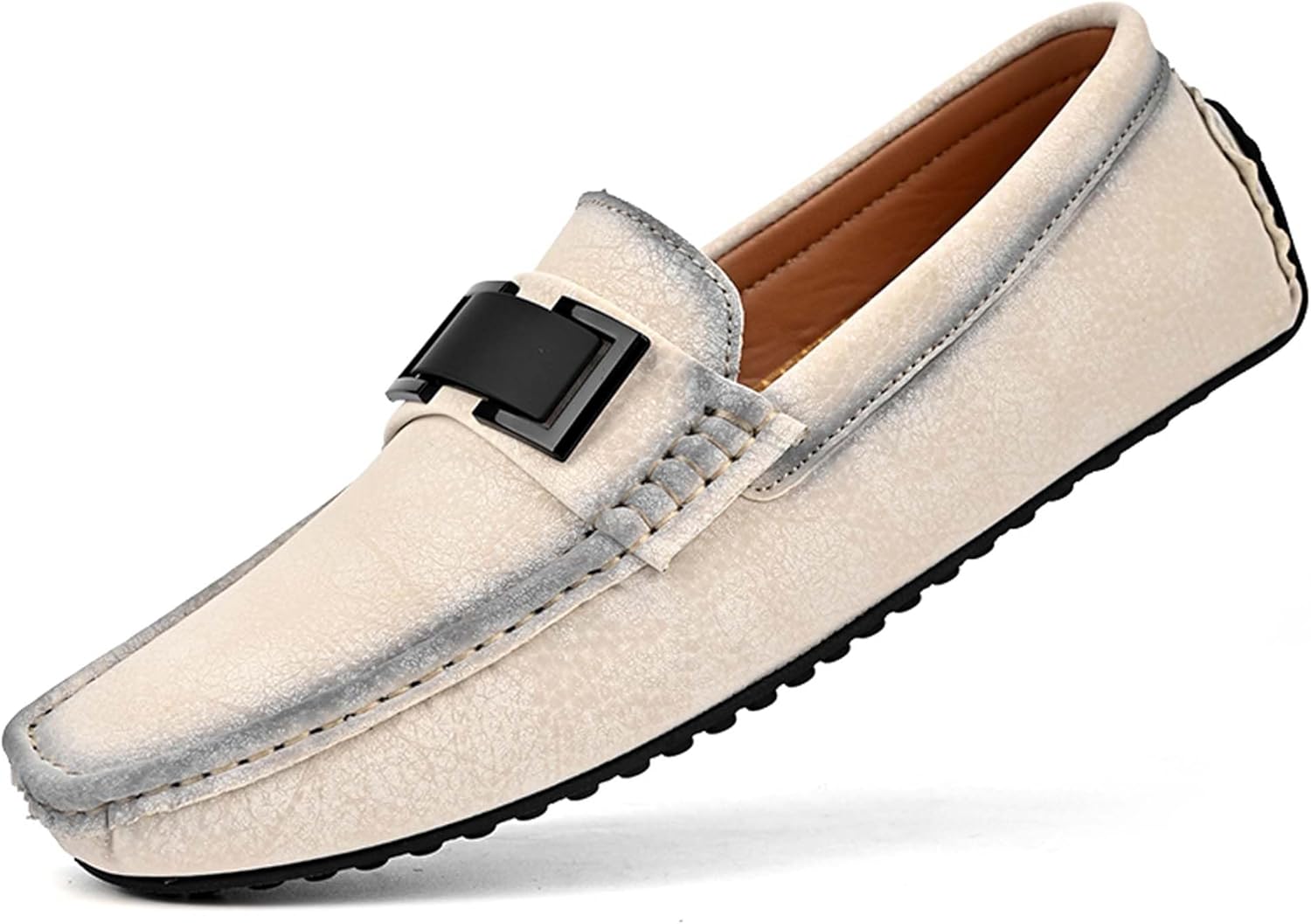 

Мужские лоферы повседневные, без застежки, модные мягкие с пружинящей подошвой, мужская кожаная повседневная обувь - для прогулок на улице, размеры 5-15 US Dzbajrqm, белый