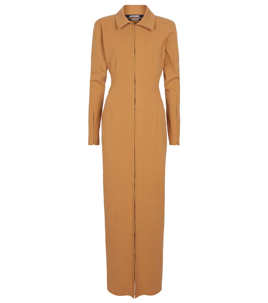 

Платье макси Obiou из льняной смеси Jacquemus, Camel 213dr21-213 107820