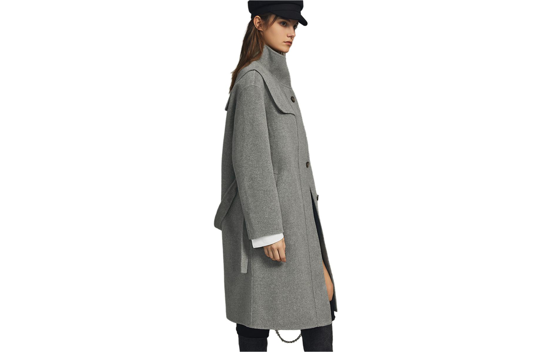 

ELLE Пальто женское серое со стойкой