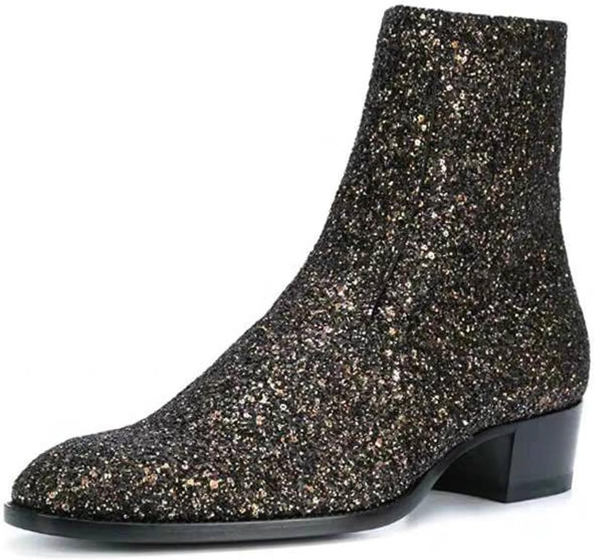 

Мужские ботинки Santimon с блестками и пайетками до щиколотки, стиль Челси - модные западные ботинки из настоящей кожи с боковой молнией для вечеринок, сценических выступлений, ночных прогулок, концертов, свадеб и праздников, Sequin