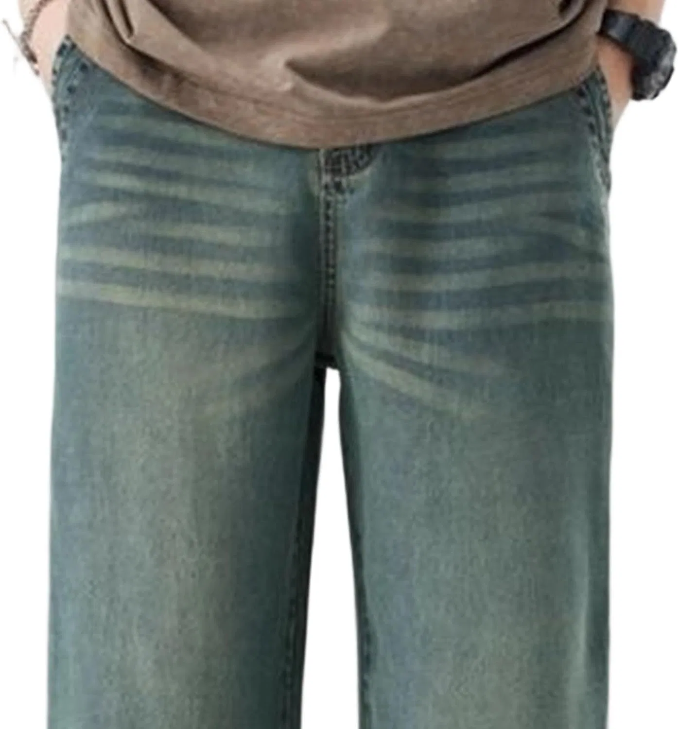 Джинсы прямые свободные Vintage Distressed, Винтажный синий2 — фото 3