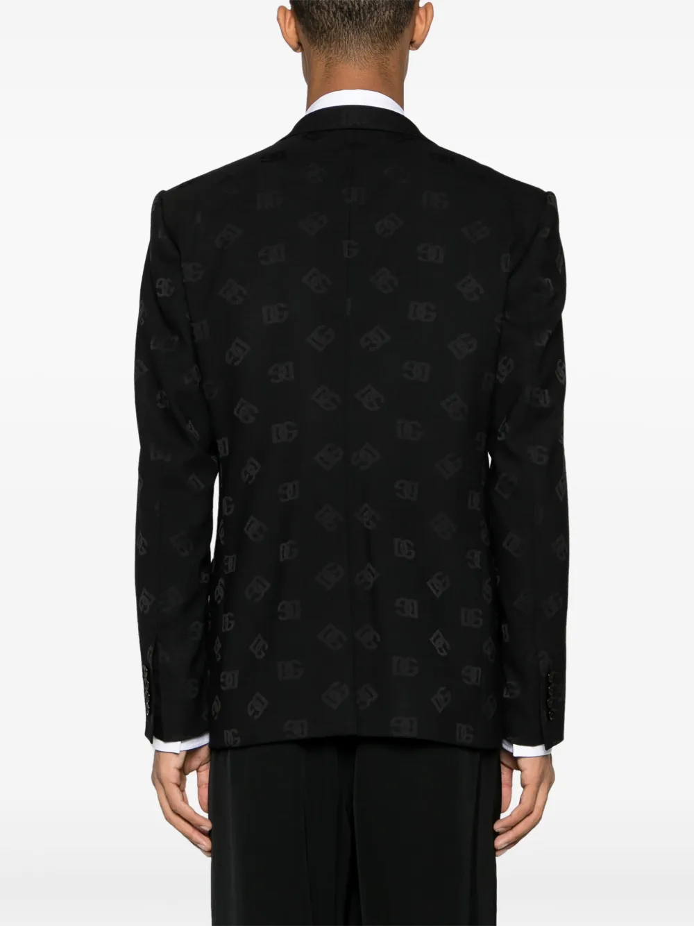Жаккардовый пиджак с логотипом DG DOLCE & GABBANA, черный — фото 4
