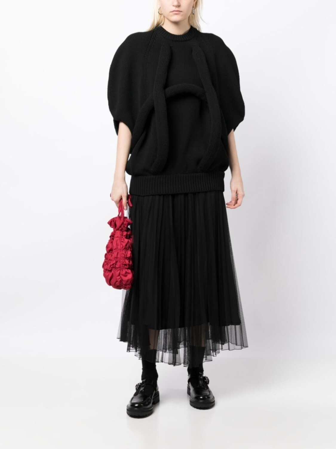 Comme Des Garçons джемпер крупной вязки с аппликацией, черный — фото 2