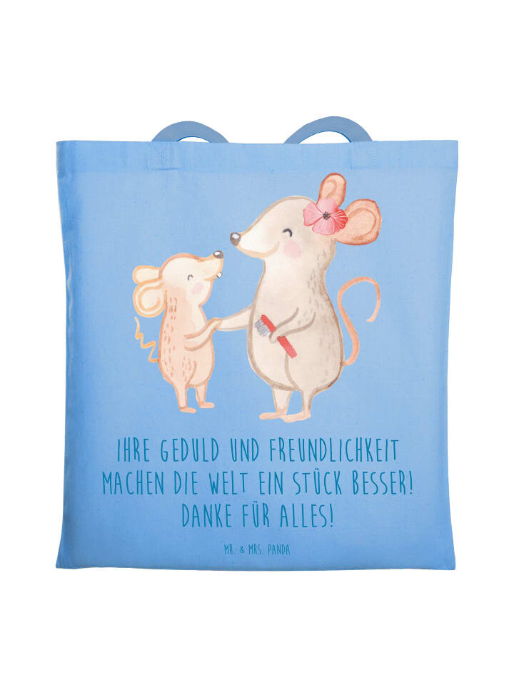 

Сумка Mr. & Mrs. Panda Tragetasche Erzieher-Dank mit Spruch, небесно-синий