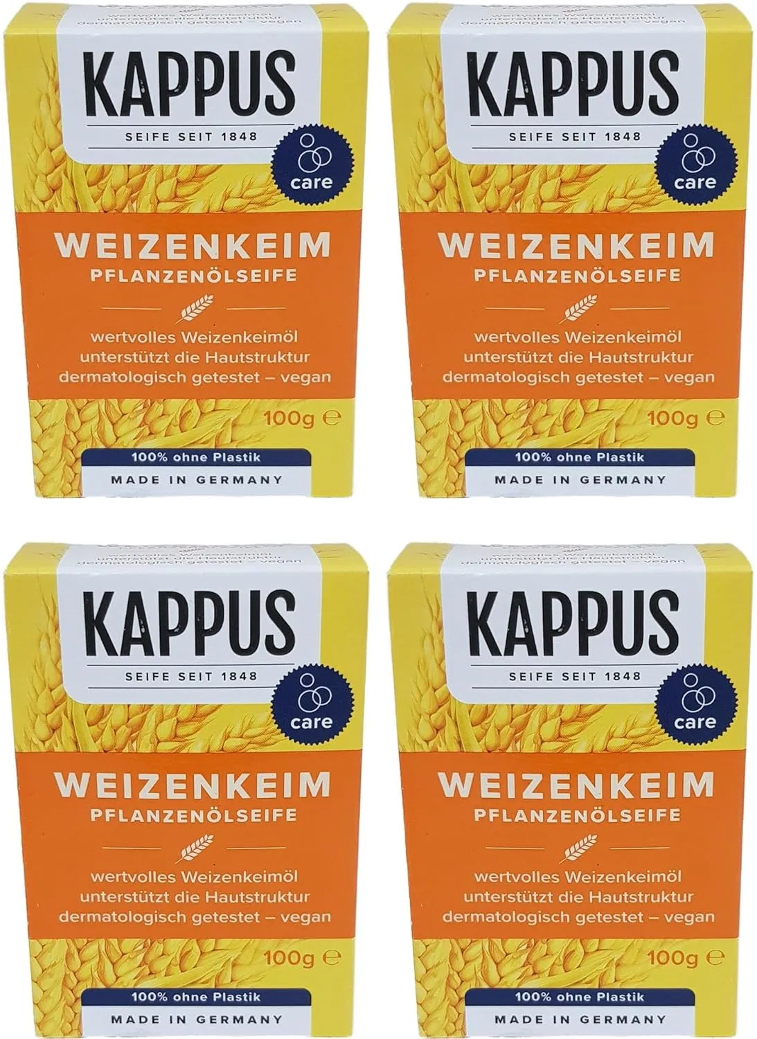 Растительное мыло Kappus Wheat Germ с маслом зародышей пшеницы, 4 x 100 г Generisch