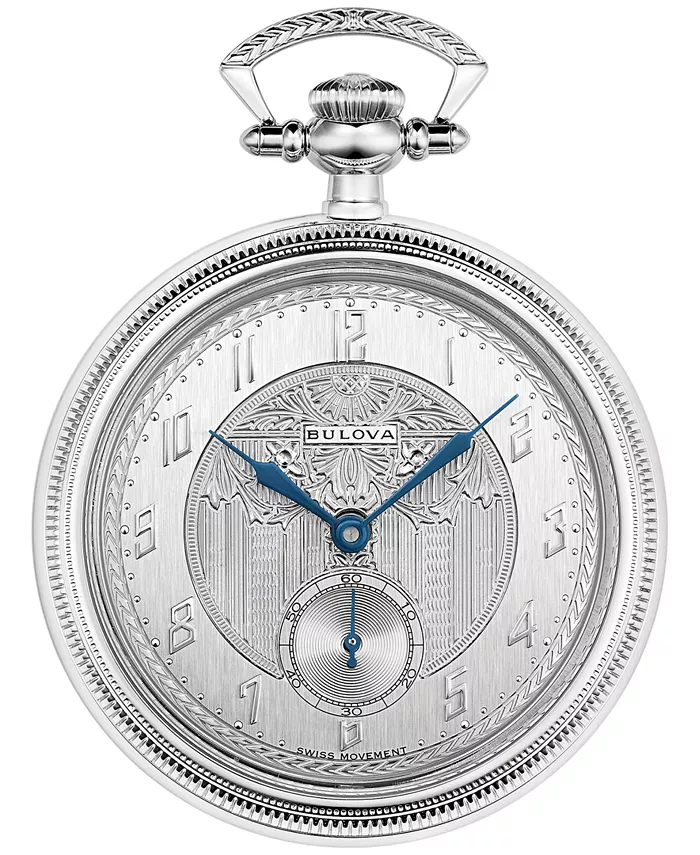 

Юбилейные мужские часы с цепочкой в стиле ар-деко из нержавеющей стали, 45.5 мм, ограниченная серия к 150-летию Bulova