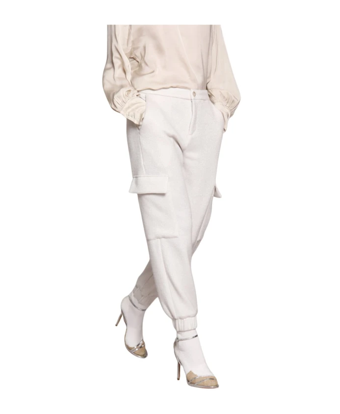 

Брюки-Карго из джерси с люрексом, свободного кроя. Mason'S, белый